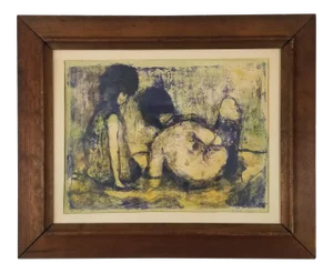 1960s Vintage K Parrish Towes Figurative Pastel Painting