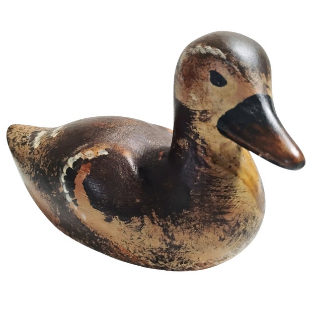 Wood Vintage Sarreid Ltd. Hand-Carved and Painted Italian Wood Duck Sculpture - Design No. 132 For Sale - Image 7 of 12