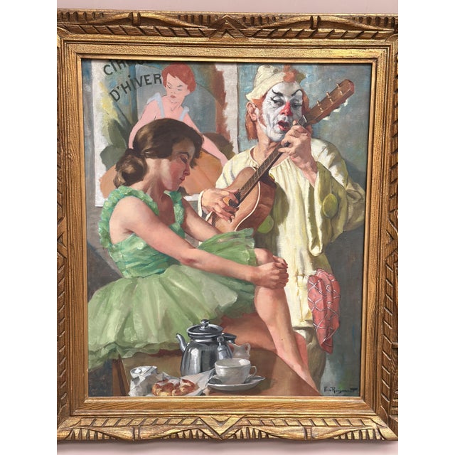 Philippe de Rougemont, Woman and Clown, 1950s, Oil Painting on Canvas, Framed For Sale - Image 10 of 18