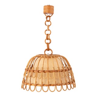 Mid 20th Century Spanish Rattan Pendant Lamp For Sale