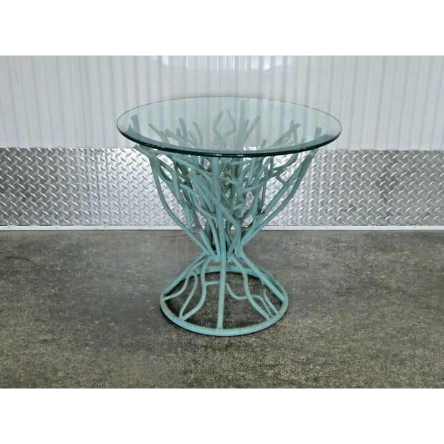 Statuesque Turquoise Faux Coral Wrought Iron Side Table For Sale - Image 9 of 9