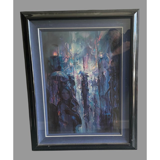 John Pitre Ap Signed 19/100 Limited Edition Night Street Framed Print For Sale - Image 11 of 11