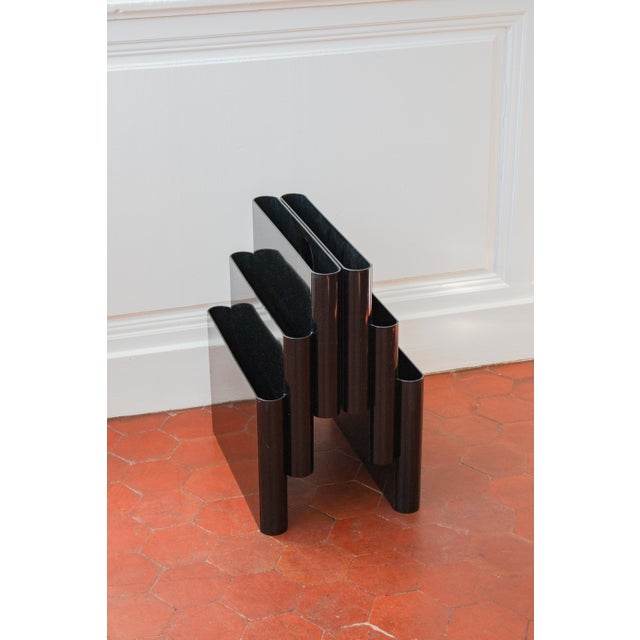 Black Vintage Giotto Stoppino Magazine Rack for Kartell, Model 4675, Glossy Black, Original 1970s Edition by Giotto Stoppino For Sale - Image 8 of 14