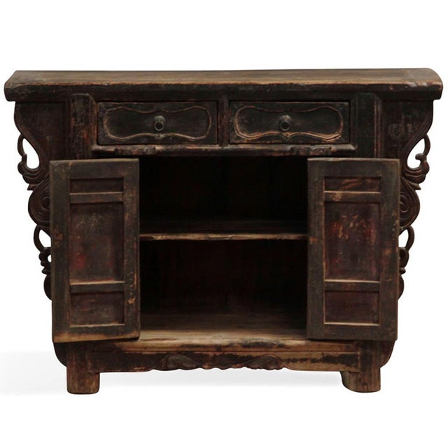 Antique Chinese Carved Shanxi Cabinet For Sale - Image 3 of 8