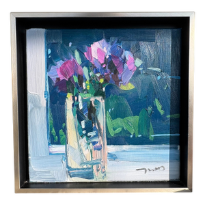 Contemporary Original Abstract Expressionist Oil Still Life, Framed