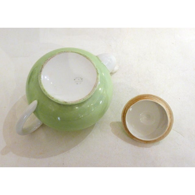Green Small Antique Porcelain Teapot by Jean Pouyat, Limoges, France, 1890s For Sale - Image 8 of 13