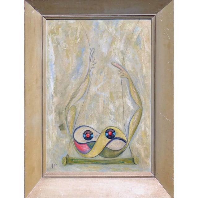 Fanciful midcentury abstract of a trapeze artist by Brooklyn artist Hilda Dora Pape Arp (American, 1909-1985). Hilda Arp...