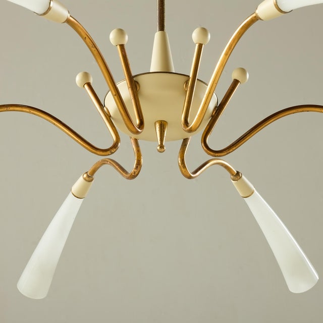 Mid-Century Modern Italian Spider Pendant Light in Brass and Murano Glass, 1950s For Sale - Image 4 of 9