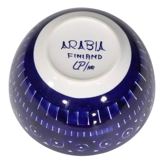 Blue 1960s Arabia Finland Valencia Ulla Procope Bowl For Sale - Image 8 of 8