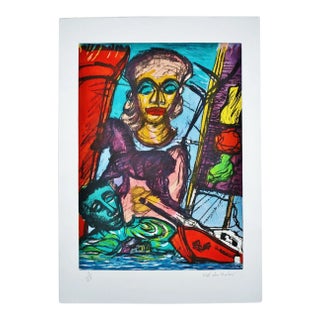 1986 Malcolm Morley "Trojan Calvacade" From the Odysseys of Enoch Suite Signed Print, Limited Edition, Signed & Numbered 9/69, American For Sale