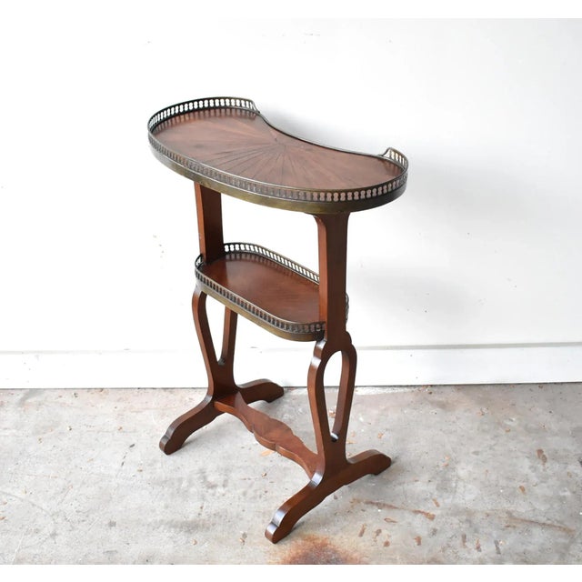 Antique French Rognon Parquetry & Galleried Side Table For Sale - Image 6 of 10