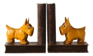 Art Deco Wooden Dog Bookends, 1930s, Set of 2