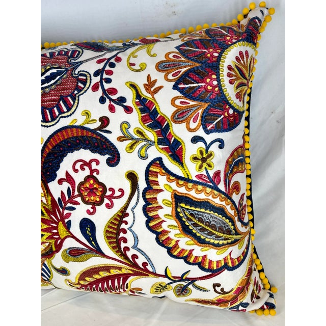 2020s 20" Square Decorative Throw Pillow With a Striking Modern Paisley Floral Pattern With a Needlepoint Look Appearance - Made in the U K For Sale - Image 5 of 12