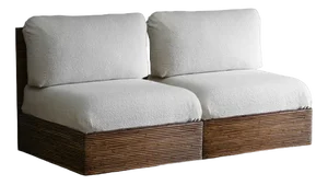 Set of Modular Sofa in Bamboo with Dedar Fabric Cushions