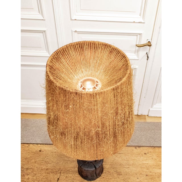 1960s Brutalist Driftwood Table Lamp with Jute-Twine Shade, Denmark, 1960s For Sale - Image 5 of 11