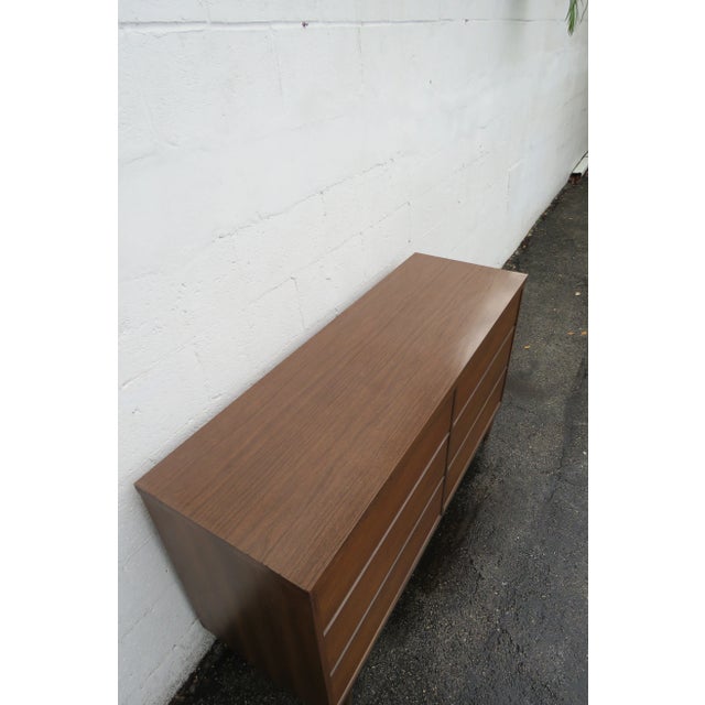 Wood Mid Century Modern Low Dresser Bathroom Vanity For Sale - Image 7 of 12