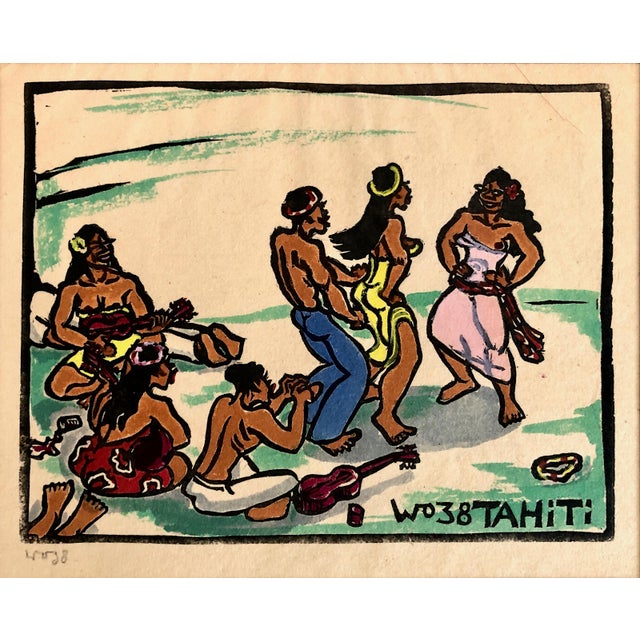 Expressionism A Set of Two Original Woodblock Prints of 1930s-1940s Tahitian Life, by Wolfgang Wolff For Sale - Image 3 of 7