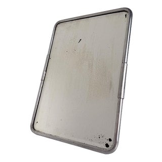 Mid-Century Modern Italian Aluminum Barber Shop Mirror, 1950s For Sale