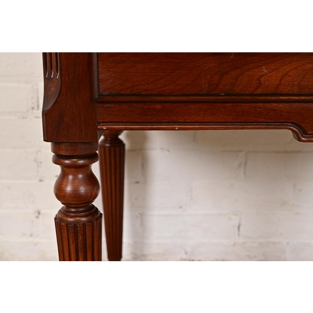 Ethan Allen French Regency Louis XVI Carved Cherry Wood Bedside Chest For Sale - Image 11 of 17