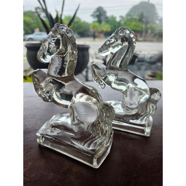 1970s Le Smith Pressed Glass Horse Bookends For Sale - Image 10 of 14