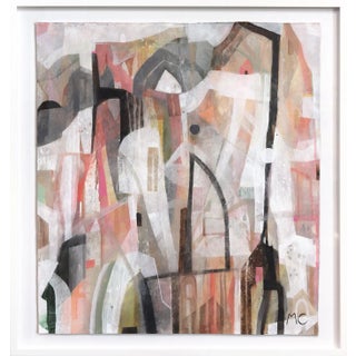 Antibes 2 - Framed Contemporary Neutral Tones Original Acrylic Painting on Canvas by Swedish Artist Maria C Bernhardsson For Sale