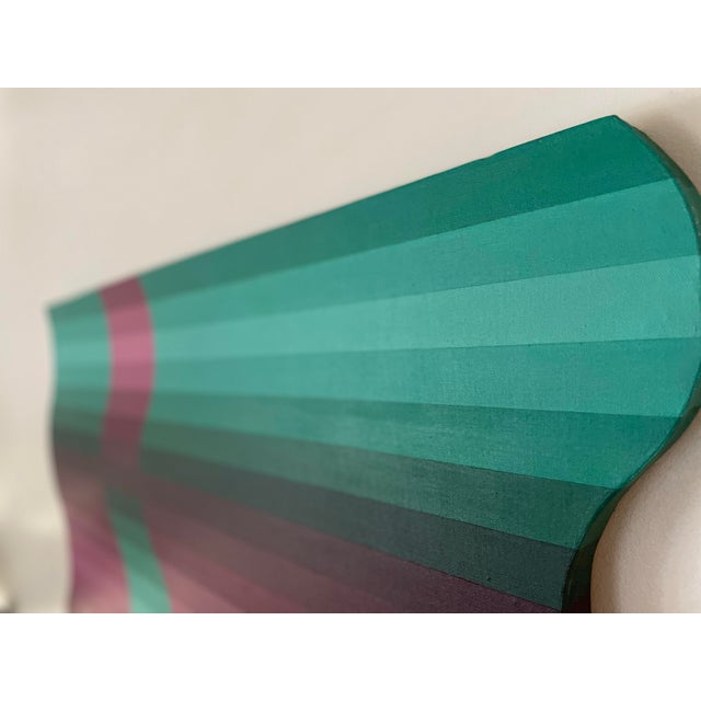 Jade Vintage 1977 Undulating Pop Op Art Painting, Acrylic on Canvas For Sale - Image 8 of 9