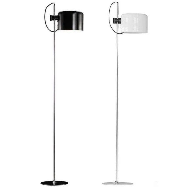 Joe Colombo Model #3321 'Coupé' Floor Lamp in Black for Oluce. Comprising a lacquered metal base, chrome stem, and...