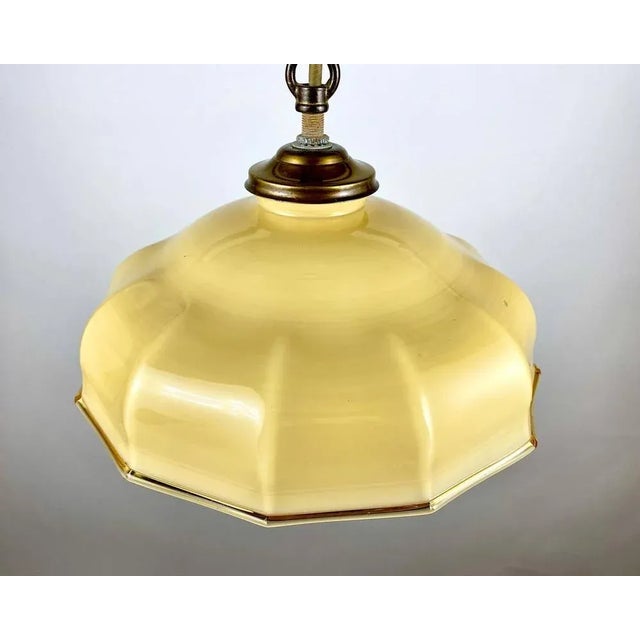 Yellow Glass Pendant Lamp with Brass Fixing, France, 1960s For Sale - Image 3 of 8
