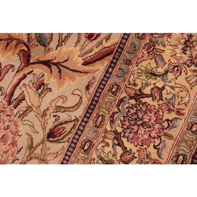 1990s Shabby Chic 1990's Floral Pak-Persian Taupe/Pink Wool Rug - 6'0'' X 8'9'' For Sale - Image 5 of 9
