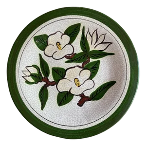 Large Vintage Majolica Magnolia Serving Platter Hartman Studios of Los Angeles, California