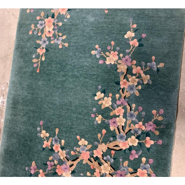 1920s 1920s, Handmade Antique Art Deco Chinese Rug 3.1' X 4.10' For Sale - Image 5 of 6