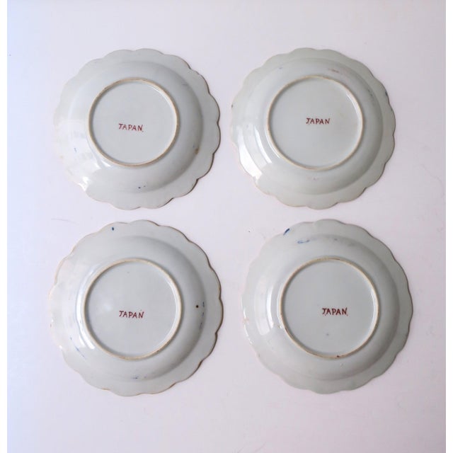 Japanese Porcelain Appetizer Plates, Imari Style, Scalloped Edge, Mid-20th Century For Sale - Image 10 of 10