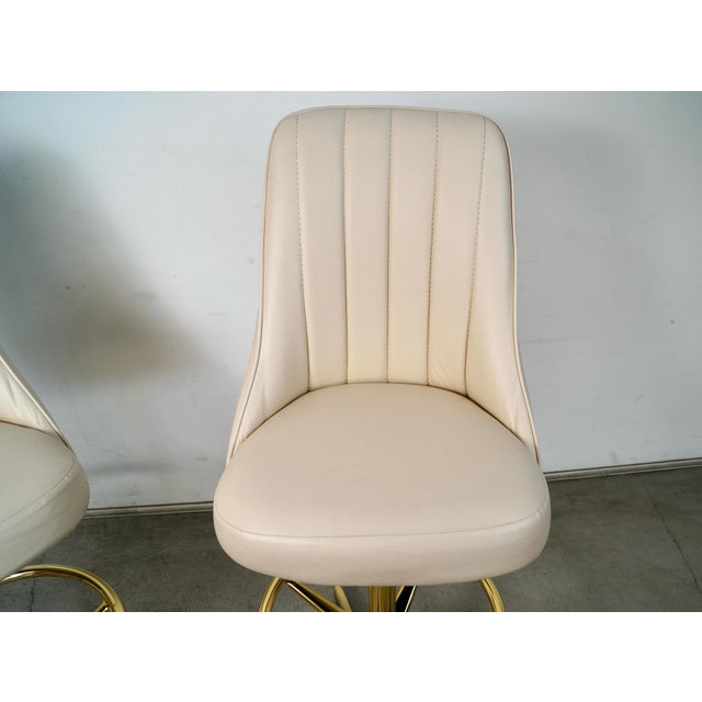 Metal Mid-Century Modern Brass Bar Stools by Chromcraft - A Pair For Sale - Image 7 of 12