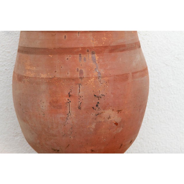 19th Century Large Mediterranean Terracotta Glazed Rim Floor Vase For Sale - Image 5 of 11