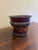 French Country French Neoclassical Burgundy & Gold Tole Cachepot With Brass Lion Heads For Sale - Image 3 of 8