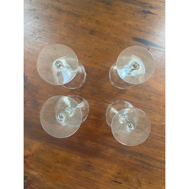 Early 20th Century Wine Glasses Etched With Bows and Laurel Leaves- Set of 8 For Sale - Image 4 of 10