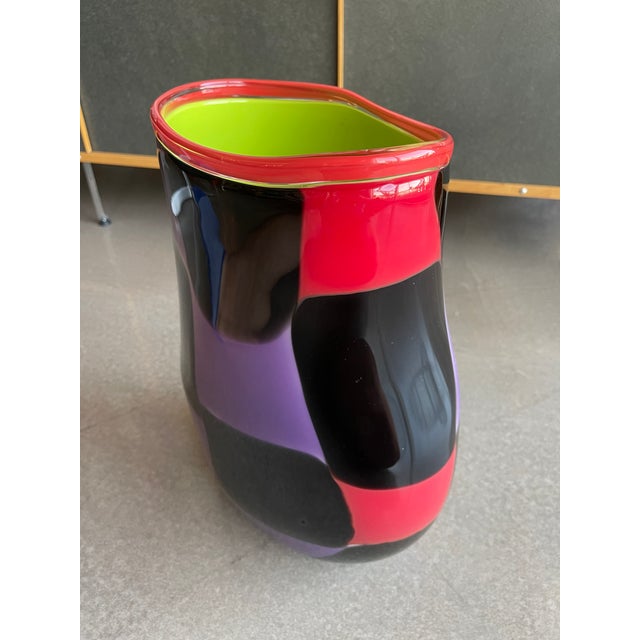 1980s Harry Stuart Rpm Studios Monumental Patch Glass Vase Postmodern Signed For Sale - Image 11 of 12