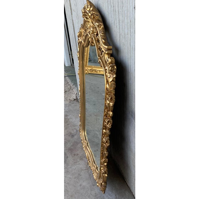 Baroque Early 20th French Empire Period Carved Gilt Wood Mirror For Sale - Image 3 of 9