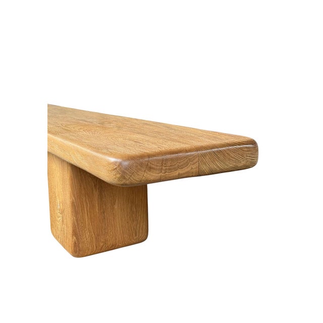 Monumental Solid Teak Wood Bench, Hand-Crafted, Modern Organic, 106" Width For Sale - Image 14 of 14