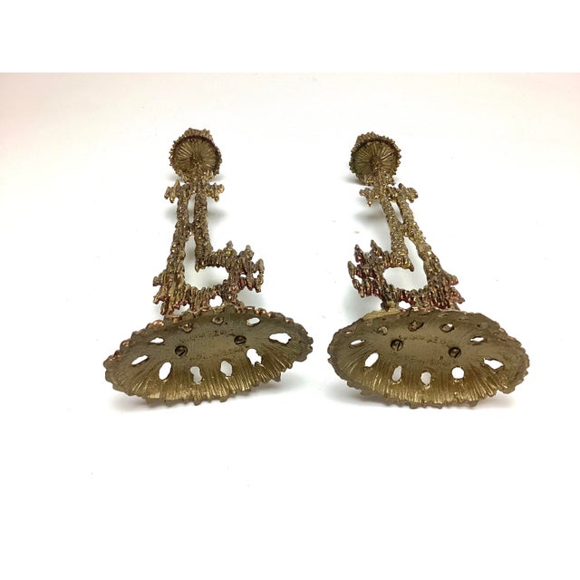 Brutalist Judaica Shabbat Candlesticks by Wainberg C. 1960's Pair For Sale - Image 4 of 6