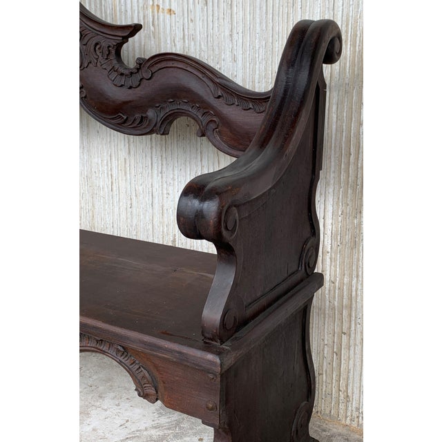 19th Century French Hand Carved Oak Settee or Park Bench For Sale - Image 13 of 18