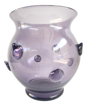 Vintage Amethyst Blown Murano Glass Vase with Bugne in the style of Zecchin