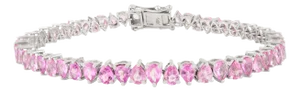 Luxury Pink Sapphire Tennis Bracelet Prong Set in 14k White Gold