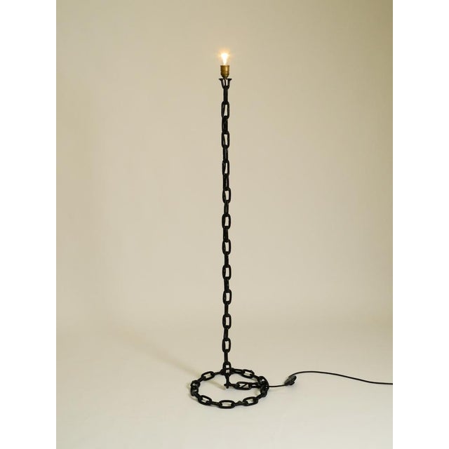 A very rare Brutalist Mid-Century design floor lamp featuring a wrought-iron chain frame. A superb example of 1970s...