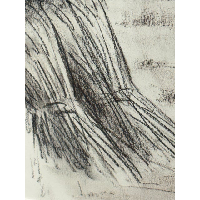 Charcoal Drawing of European Laborer in Charcoal, Framed For Sale - Image 8 of 12