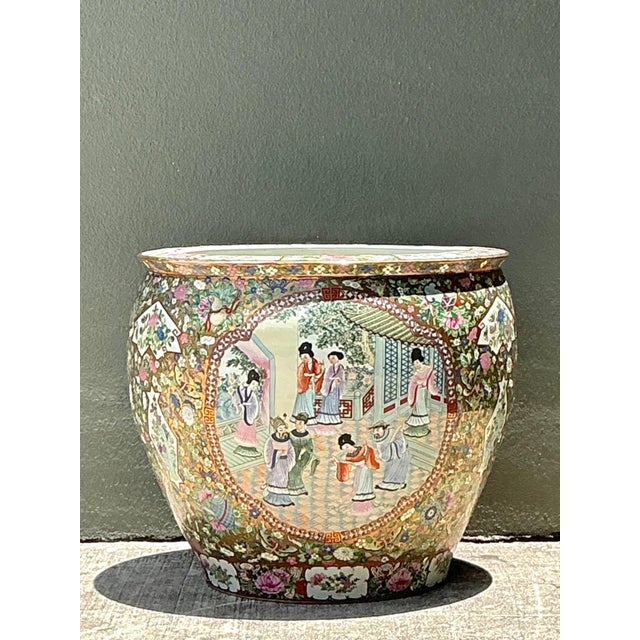 Chinese Vintage Chinese Rose Famile Large Planter For Sale - Image 3 of 17