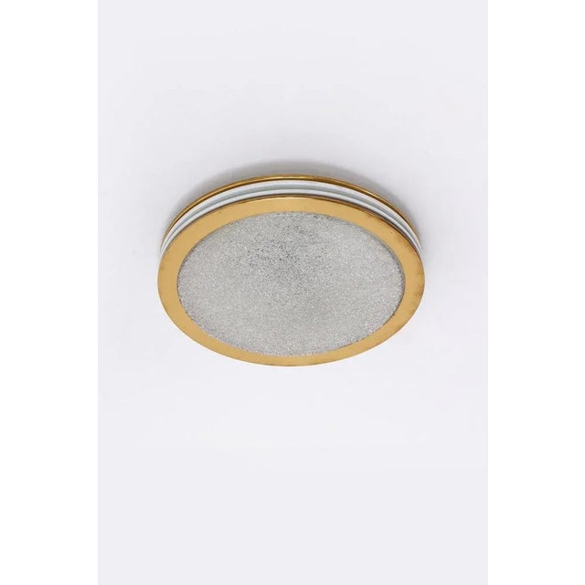 Gold Vintage Ice Glass and Metal Ceiling Lamp from Doria Leuchten, Germany, 1960s For Sale - Image 8 of 12