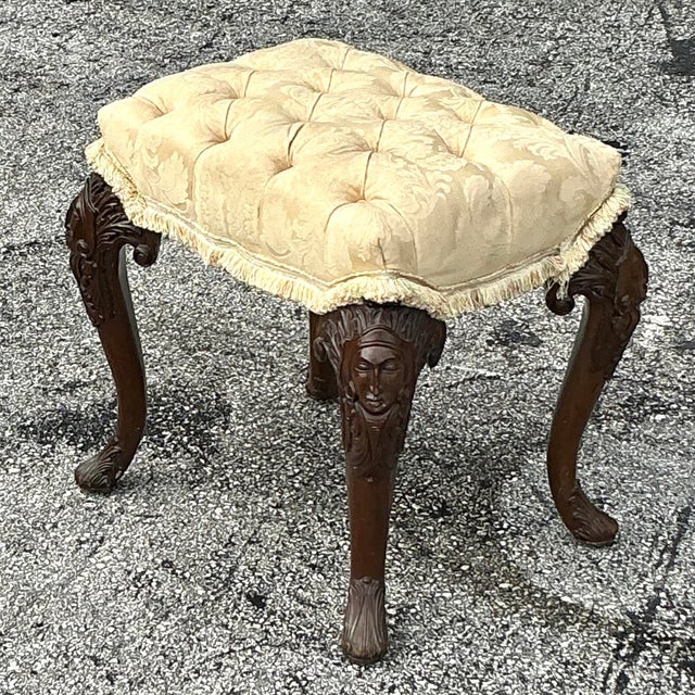 Early 20th Century Vintage Boho Tufted Low Stool For Sale - Image 5 of 6
