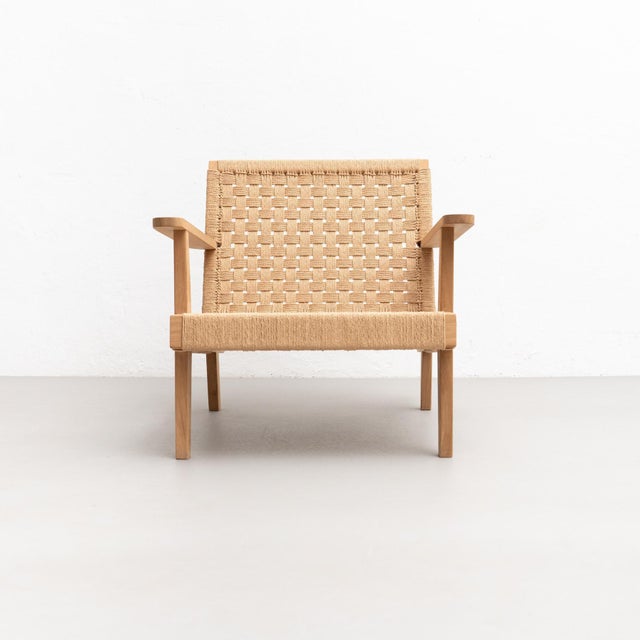 Wood Wood and Rope Easy Armchair After Clara Porset For Sale - Image 7 of 18