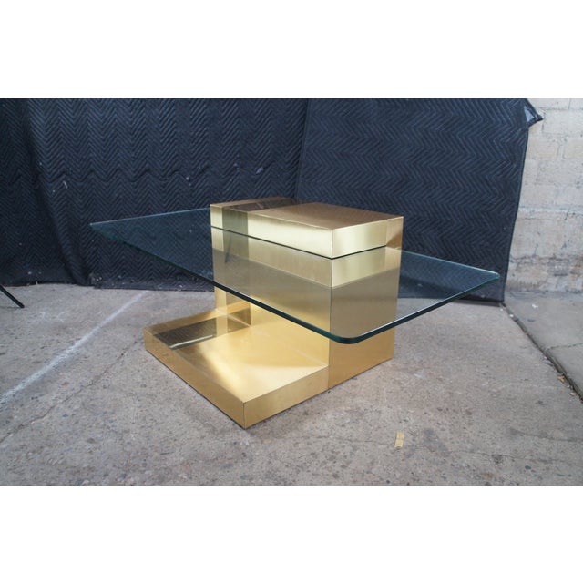 Cityscape Mid Century Modern Cantilever Floating Gold Coffee Table Attributed to Paul Evans For Sale - Image 6 of 12